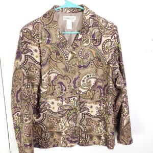 Coldwater Creek Jacket WOmens PL Blazer Paisley Grunge Eclectic Lined Button Up